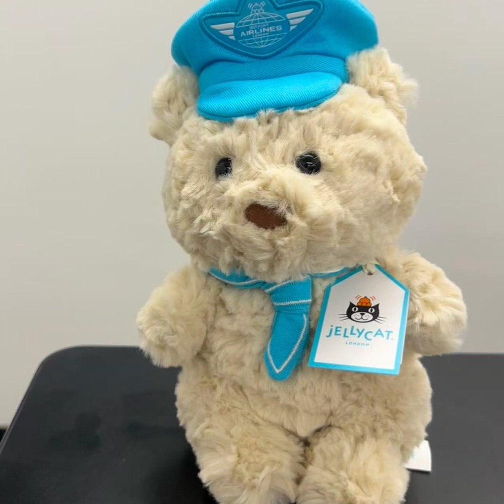 Jellycat Harrods Beige Bears with Captain Hats